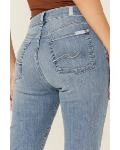 7 For All Mankind Light Wash Mid Rise Crop Skinny Denim Jeans