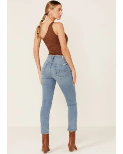 7 For All Mankind Light Wash Mid Rise Crop Skinny Denim Jeans -Cowgirl Edge Sales 2000370681 400 P4