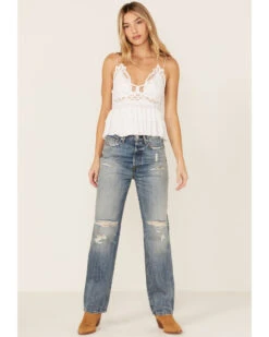 7 For All Mankind Women's Easy Straight Distressed Denim Jeans 6 7 For All Mankind Women's Easy Straight Distressed Denim Jeans -Cowgirl Edge Sales 2000370690 400 P1