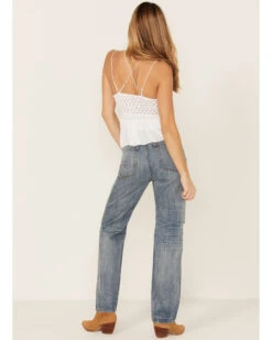 7 For All Mankind Women's Easy Straight Distressed Denim Jeans