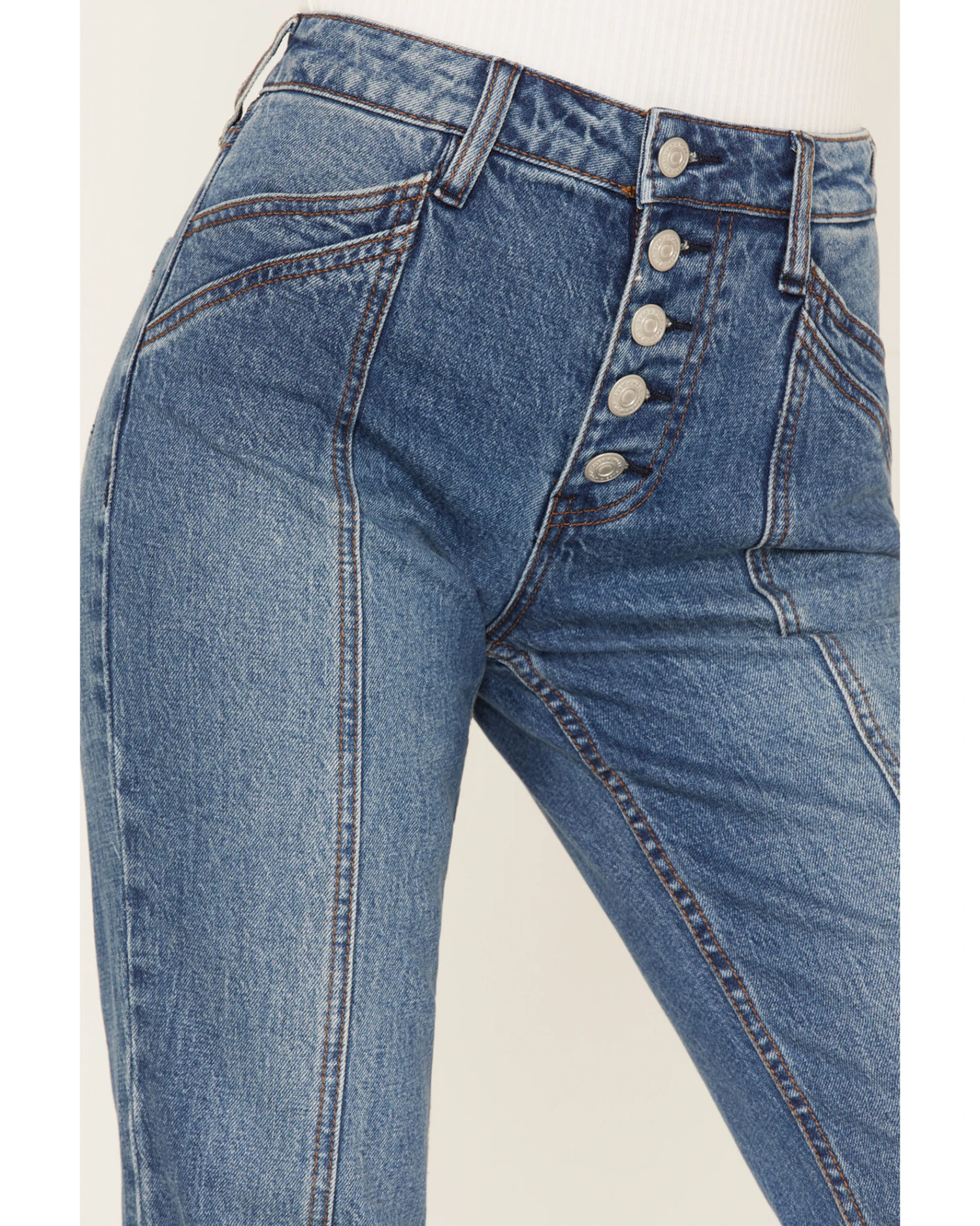 Cleo + Wolf Women's High Rise Straight Dark Wash Denim Jeans 2 Cleo + Wolf Women's High Rise Straight Dark Wash Denim Jeans - Image 2