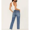 Cleo + Wolf Women's High Rise Straight Dark Wash Denim Jeans