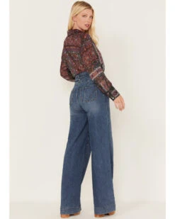 Shyanne Women's Medium Wash High Rise Belted Trouser Wide Jeans -Cowgirl Edge Sales 2000373379 414 P3