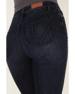 Shyanne Women's Embroidered Dark Wash High Rise Stretch Flare Jeans -Cowgirl Edge Sales 2000373384 416 P4