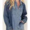 Cleo + Wolf Women's Montana Avenue Two Tone Long Sleeve Denim Snap Shirt