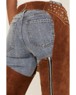 Understated Leather Women's Studded Suede Paris Texas Chaps -Cowgirl Edge Sales 2000374932 280 P4