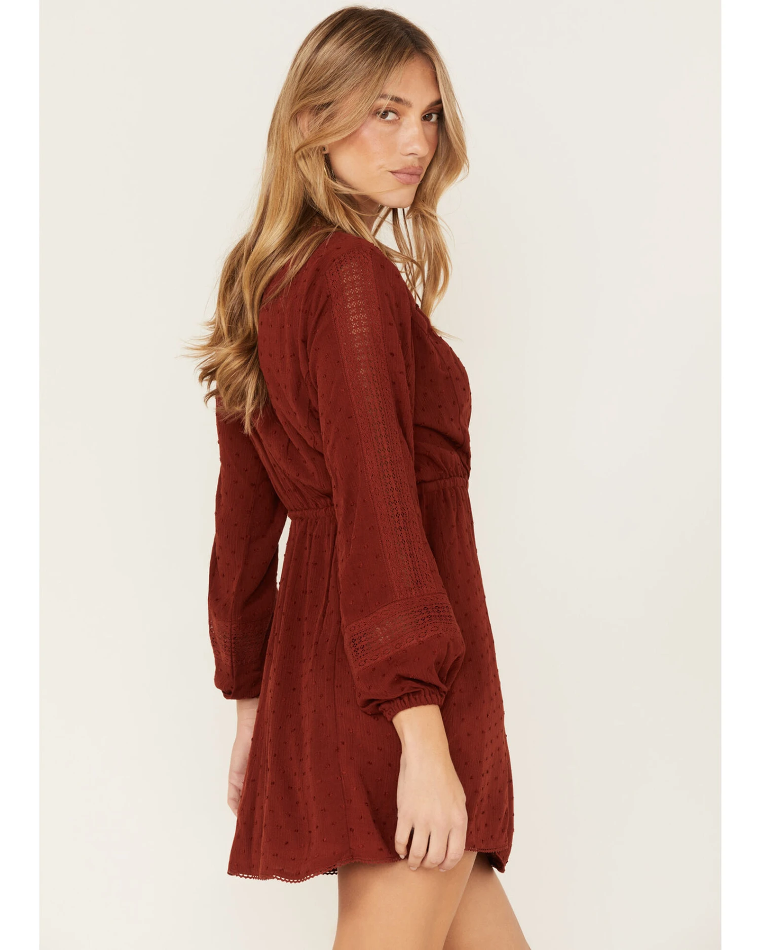 Idyllwind Women's Floral Embroidered Swiss Dot Wrap Dress 4 Idyllwind Women's Floral Embroidered Swiss Dot Wrap Dress - Image 4