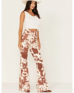 Show Me Your Mumu Women's Cow Print Cam Cam Bells Flare Jeans