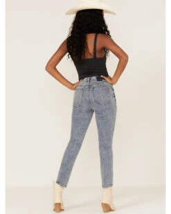 Daze Women's Medium Wash High Rise Deep Dive Slim Straight Jeans