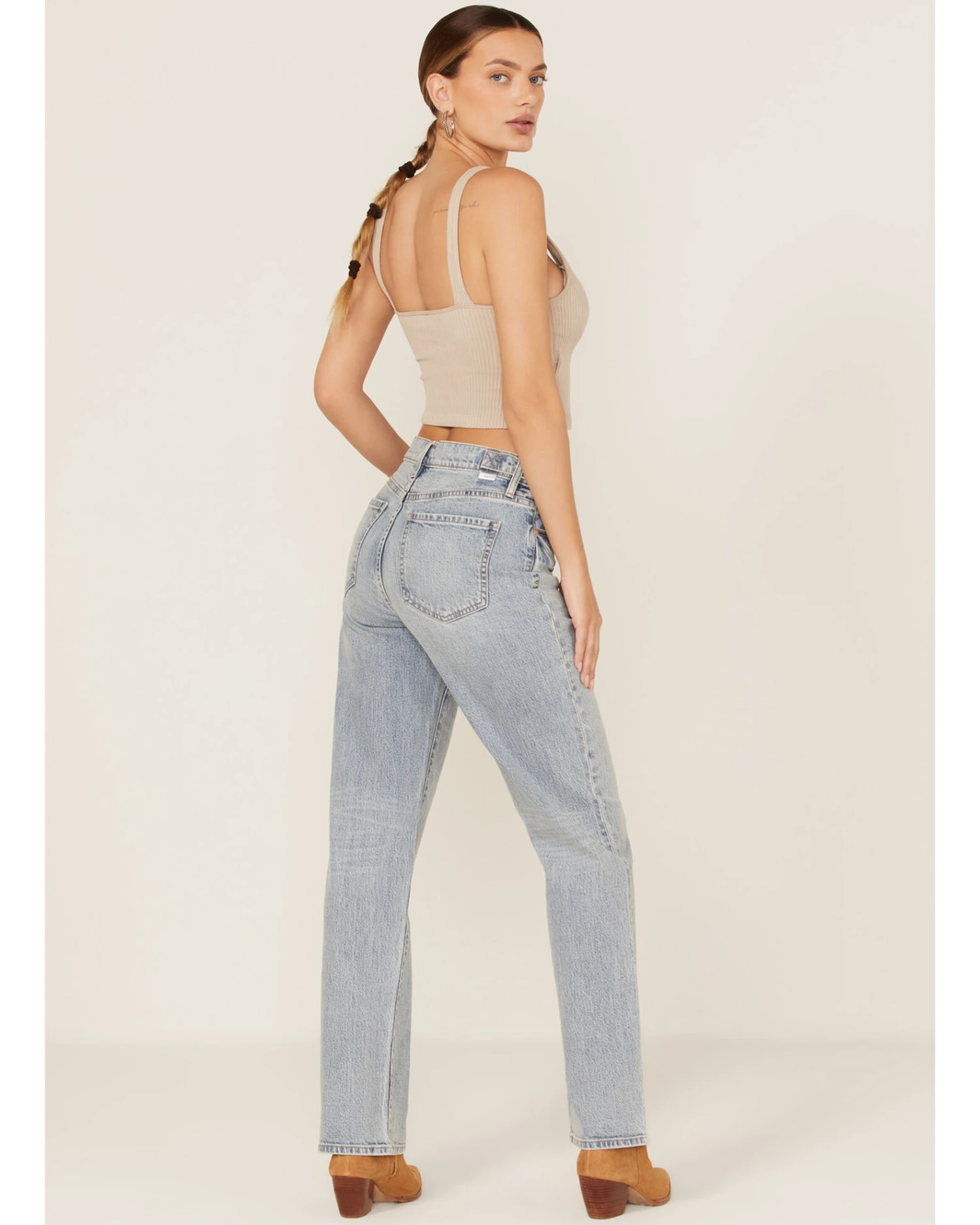 Daze Women's Medium Wash High Rise Straight Jeans 4 Daze Women's Medium Wash High Rise Straight Jeans - Image 4