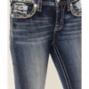 Miss Me Women's Medium Wash Mid Rise Embroidered Stone & Sequin Bootcut Jeans