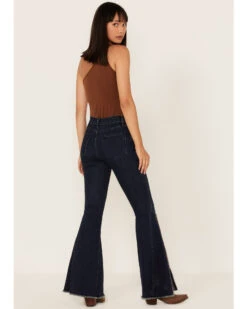 Saints & Hearts Women's Dark Wash High Rise Embroidered Slit Flare Jeans 7 Saints & Hearts Women's Dark Wash High Rise Embroidered Slit Flare Jeans -Cowgirl Edge Sales 2000379209 400 P3