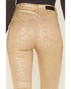 Rock & Roll Denim Women's Metallic Leopard Print High Rise Stretch Flare Jeans -Cowgirl Edge Sales 2000380597 710 P3