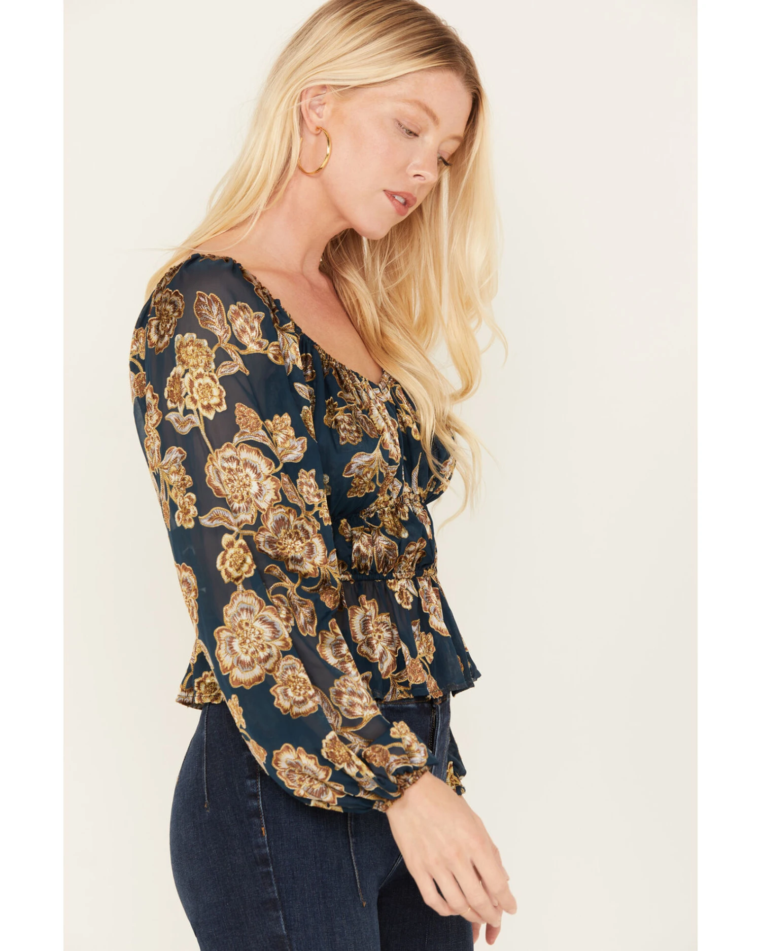 Shyanne Women's Floral Print Burnout Top 2 Shyanne Women's Floral Print Burnout Top - Image 2