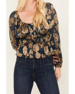 Shyanne Women's Floral Print Burnout Top 7 Shyanne Women's Floral Print Burnout Top -Cowgirl Edge Sales 2000380667 401 P3