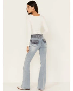 Idyllwind Women's Loma Light Wash Contrast Wash High Risin' Stretch Flare Jeans -Cowgirl Edge Sales 2000381427 412 P3