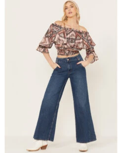 Shyanne Women's Ruffle Off Shoulder Chiffon Top -Cowgirl Edge Sales 2000382838 202 P1