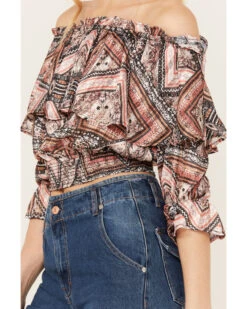 Shyanne Women's Ruffle Off Shoulder Chiffon Top -Cowgirl Edge Sales 2000382838 202 P3