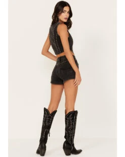 Idyllwind Women's Delrose Drive High Rise Studded Stretch Denim Shorts 7 Idyllwind Women's Delrose Drive High Rise Studded Stretch Denim Shorts -Cowgirl Edge Sales 2000383302 001 P3