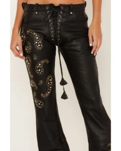 Boot Barn X Understated Leather Women's Rhinestone Studded Lace-Up Flare Leather Pants -Cowgirl Edge Sales 2000384215 001 P2
