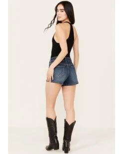 Rock & Roll Denim Women's Medium Wash Mid Rise Extra Stretch Seam Shorts -Cowgirl Edge Sales 2000385100 414 P3
