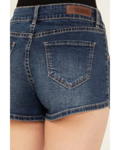 Rock & Roll Denim Women's Medium Wash Mid Rise Extra Stretch Seam Shorts -Cowgirl Edge Sales 2000385100 414 P4