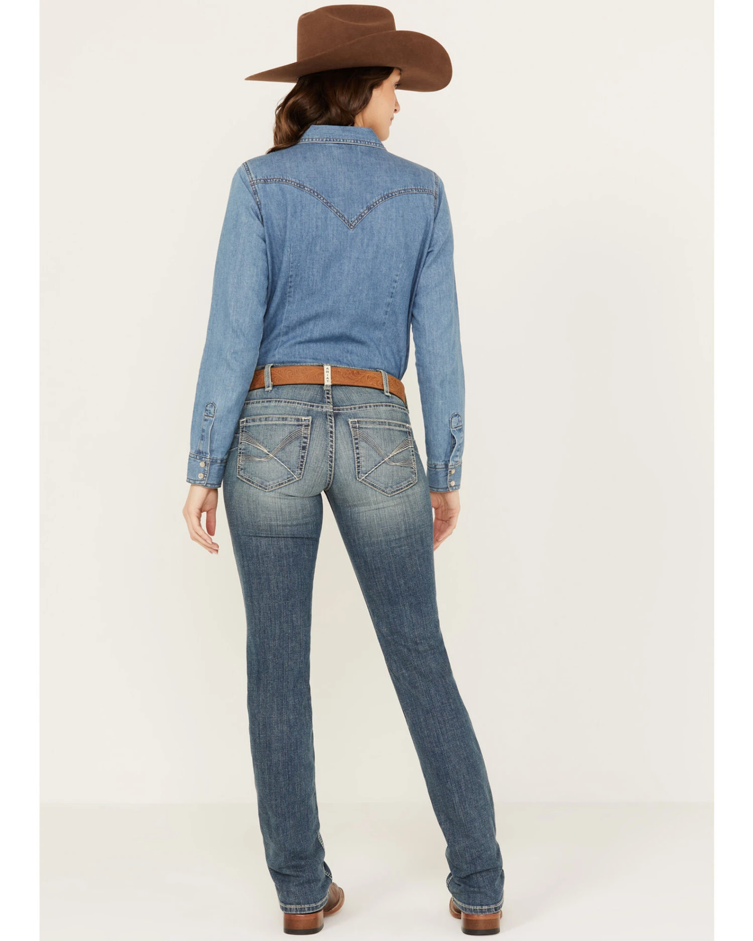 Ariat Women's Medium Wash Mid Rise Michela Straight Stretch Jeans 1 Ariat Women's Medium Wash Mid Rise Michela Straight Stretch Jeans