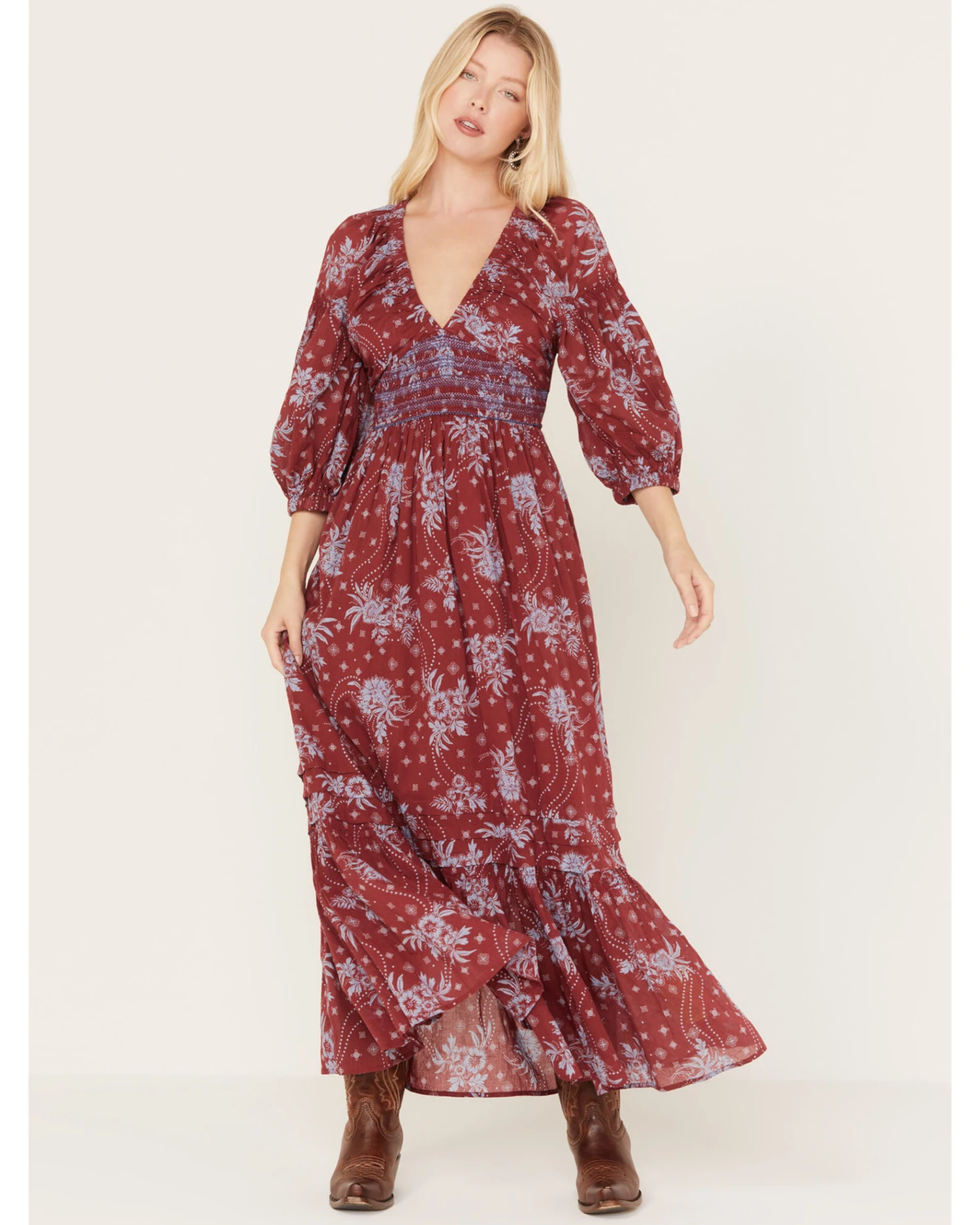 Free People Women's Golden Hour Floral Print Maxi Dress 1 Free People Women's Golden Hour Floral Print Maxi Dress