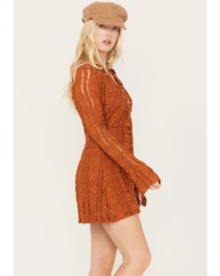 Free People Women's Shayla Lace Mini Dress -Cowgirl Edge Sales 2000385492 800 P2