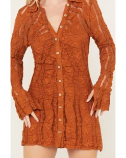 Free People Women's Shayla Lace Mini Dress -Cowgirl Edge Sales 2000385492 800 P3