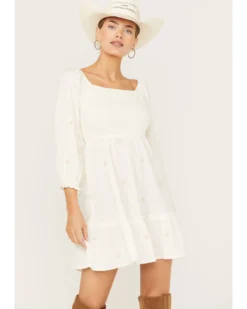 Jolt Women's Long Sleeve Smocked Dress