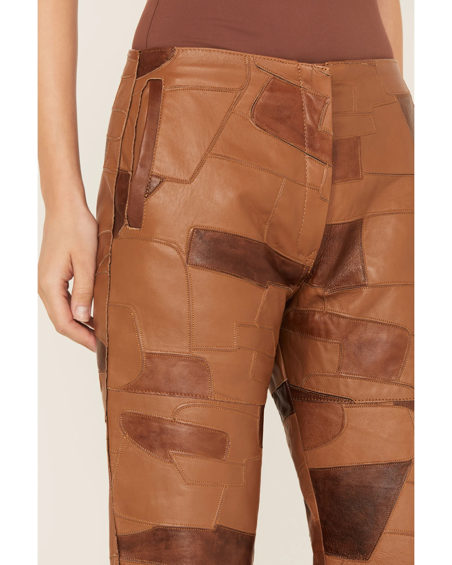 Understated Leather Women's Vixen Mid Rise Leather Patched Pants 2 Understated Leather Women's Vixen Mid Rise Leather Patched Pants - Image 2