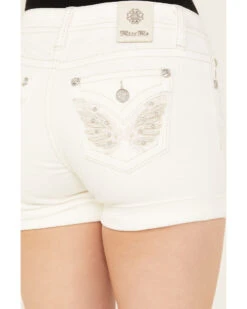 Miss Me Women's Mid Rise Angel Wing Cuffed Denim Shorts -Cowgirl Edge Sales 2000387018 100 P2