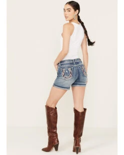 Grace In LA Women's Medium Wash Americana Horseshoe Jeans -Cowgirl Edge Sales 2000387379 414 P1