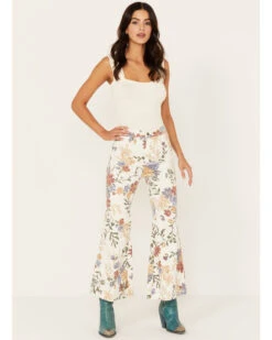 Free People Women's Youthquake Printed Cropped Flare Jeans