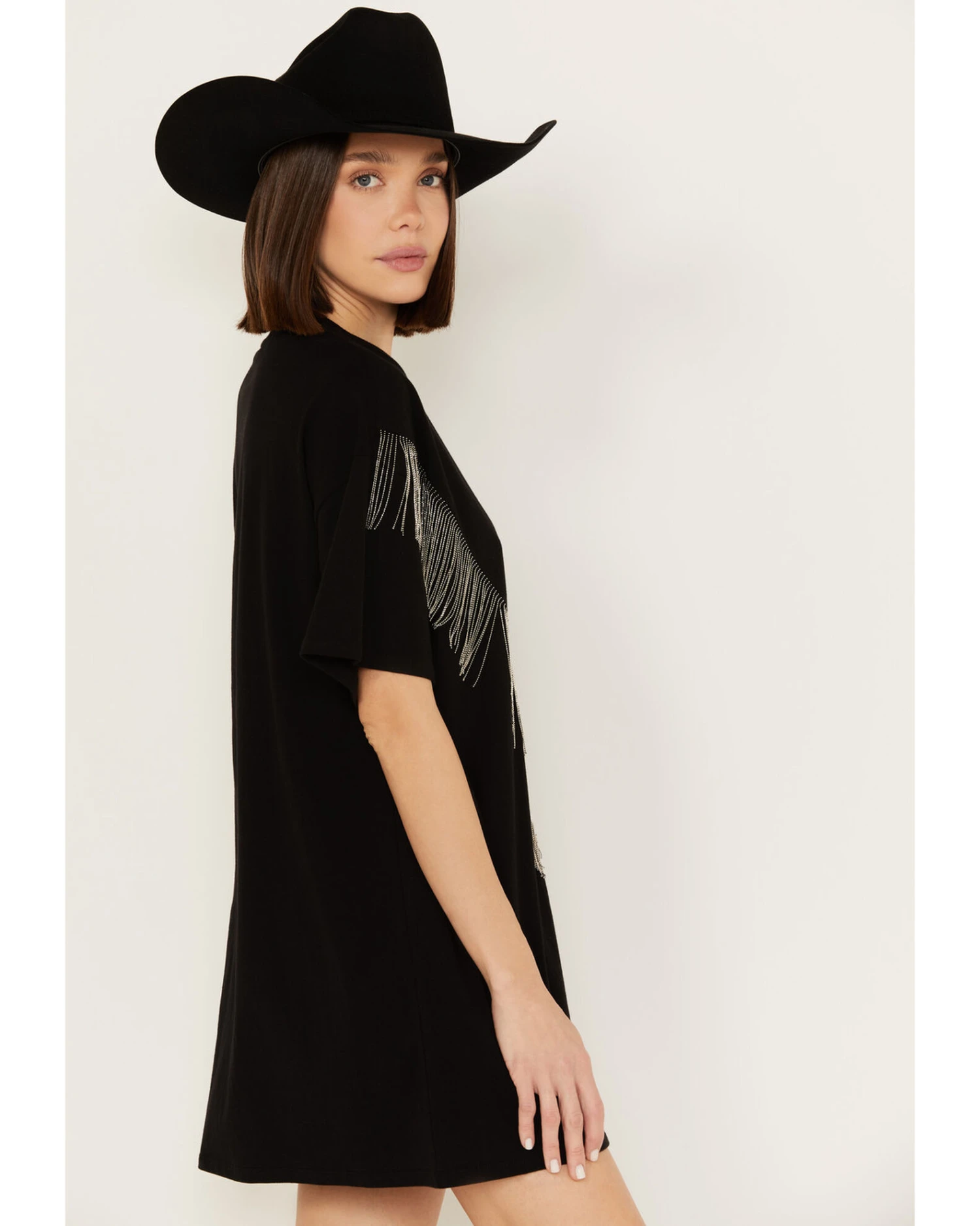 Rock & Roll Denim Women's Metal Fringe Short Sleeve Mini Dress 4 Rock & Roll Denim Women's Metal Fringe Short Sleeve Mini Dress - Image 4