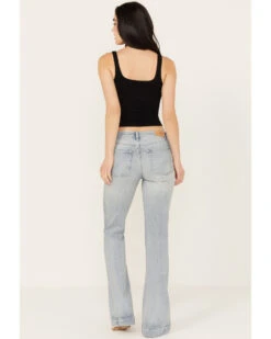 7 For All Mankind Women's Medium Wash Camila Mid Rise Dojo Trouser Jeans -Cowgirl Edge Sales 2000388105 414 P1