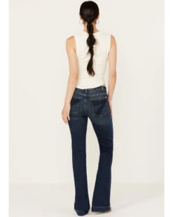 7 For All Mankind Women's Dark Wash Mid Rise Dojo Trouser Jeans