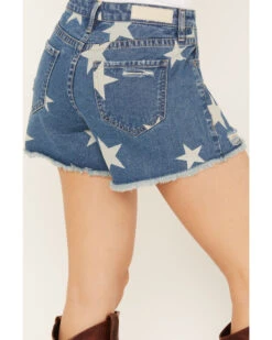 Rock & Roll Denim Women's Light Wash High Rise Star Print Americana Denim Shorts -Cowgirl Edge Sales 2000388115 412 P4