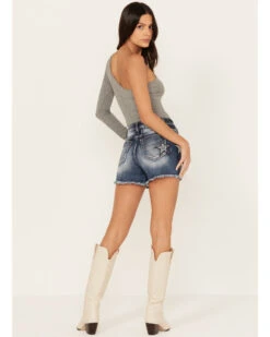 Miss Me Women's Dark Wash High Rise Star Paisley Patch Print Frayed Shorts 6 Miss Me Women's Dark Wash High Rise Star Paisley Patch Print Frayed Shorts -Cowgirl Edge Sales 2000388609 401 P3