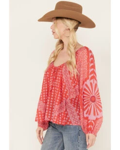 Free People Women's Elena Printed Top -Cowgirl Edge Sales 2000390283 600 P2