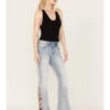 Driftwood Women's Light Wash High Rise Falling Sunflower Flare Jeans