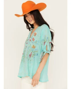 Johnny Was Women's Floral Embroidered Short Sleeve Cosette Blouse 6 Johnny Was Women's Floral Embroidered Short Sleeve Cosette Blouse -Cowgirl Edge Sales 2000393529 440 P2