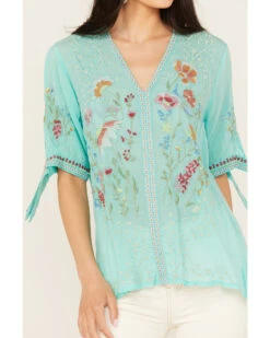 Johnny Was Women's Floral Embroidered Short Sleeve Cosette Blouse 7 Johnny Was Women's Floral Embroidered Short Sleeve Cosette Blouse -Cowgirl Edge Sales 2000393529 440 P3