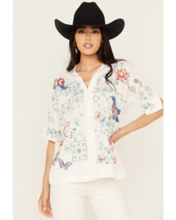 Johnny Was Women's Embroidered Short Sleeve Wodeleah Blouse 6 Johnny Was Women's Embroidered Short Sleeve Wodeleah Blouse -Cowgirl Edge Sales 2000393530 101 P1