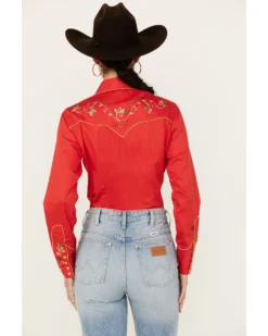 Rockmount Ranchwear Women's Floral Embroidered Long Sleeve Pearl Snap Western Shirt -Cowgirl Edge Sales 2000393804 600 P4