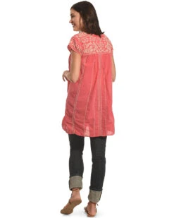 Johnny Was Women's Lenat Pleated Peasant Long Tunic -Cowgirl Edge Sales 356T32 M1 P2